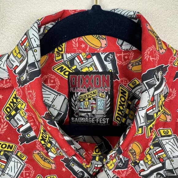 Dixxon Shirt Mens Sz S Red Sausage Fest Button Up Party Flannel Company Wicking - Picture 4 of 4